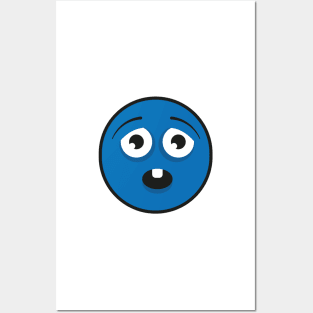 surprised blue monster emoji Posters and Art